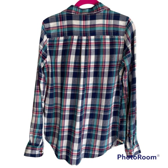 Anthropologie Birds of Paradis by Trovata Multicolor Ladies Plaid Button Down, S - Picture 2 of 9